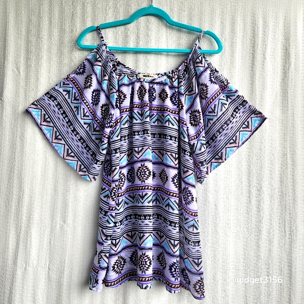 NWOT  TRIBAL COLD-SHOULDER CHIFFON SWIM COVER-UP BY MIKEN - SIZE SMALL